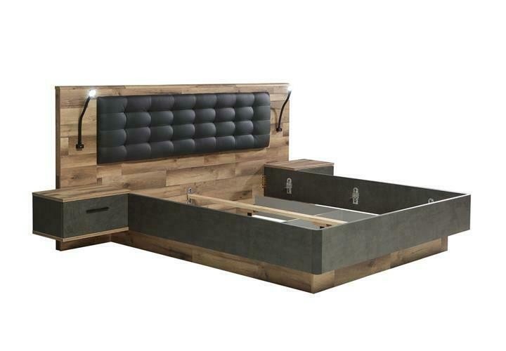 Кровать 180 * 200 RICCIANO RCQL2182 Forte бетон темно-серый / дуб